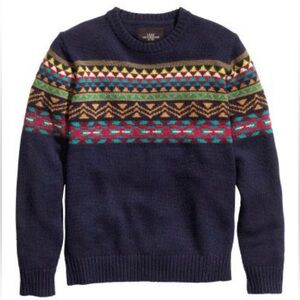 Navy Patterned Wool Sweater VTG